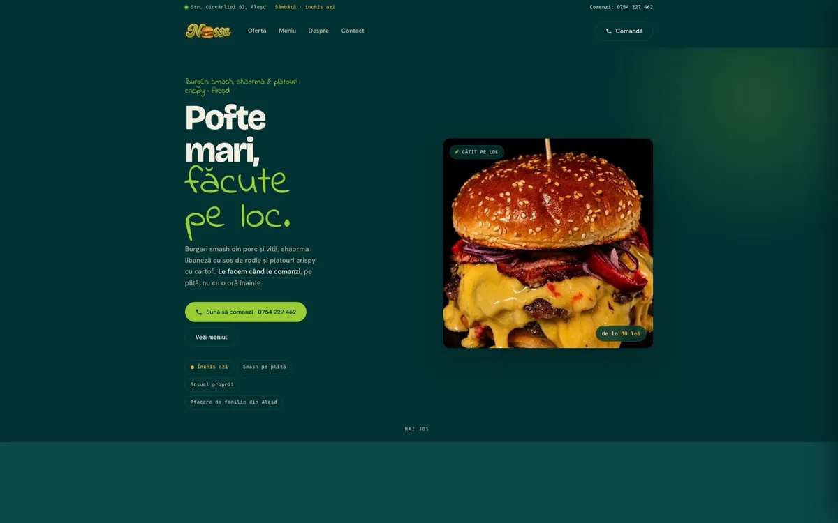 Nossa, site de fast food din Aleșd