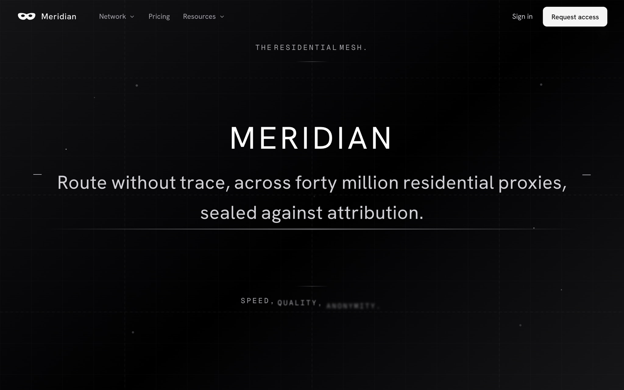 MERIDIAN proxy infrastructure home page