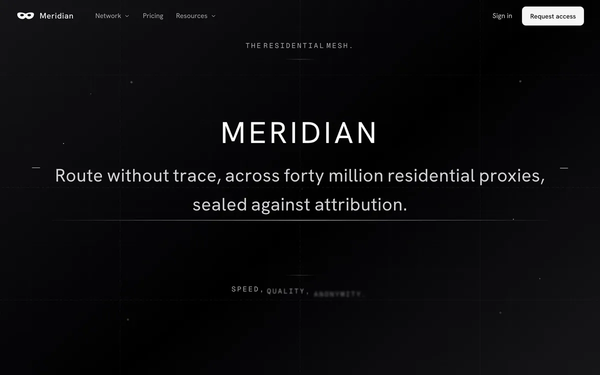 MERIDIAN proxy infrastructure home page